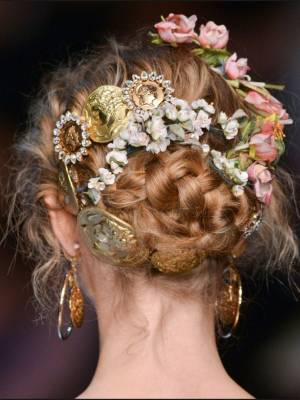 Runway Magic!  Floral, Be-Jeweled Hair at Couture Fashion Shows